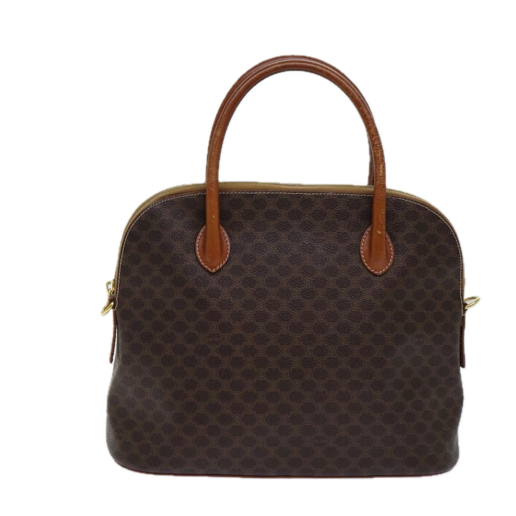 CELINE Macadam Canvas Hand Bag PVC Leather Brown  82266