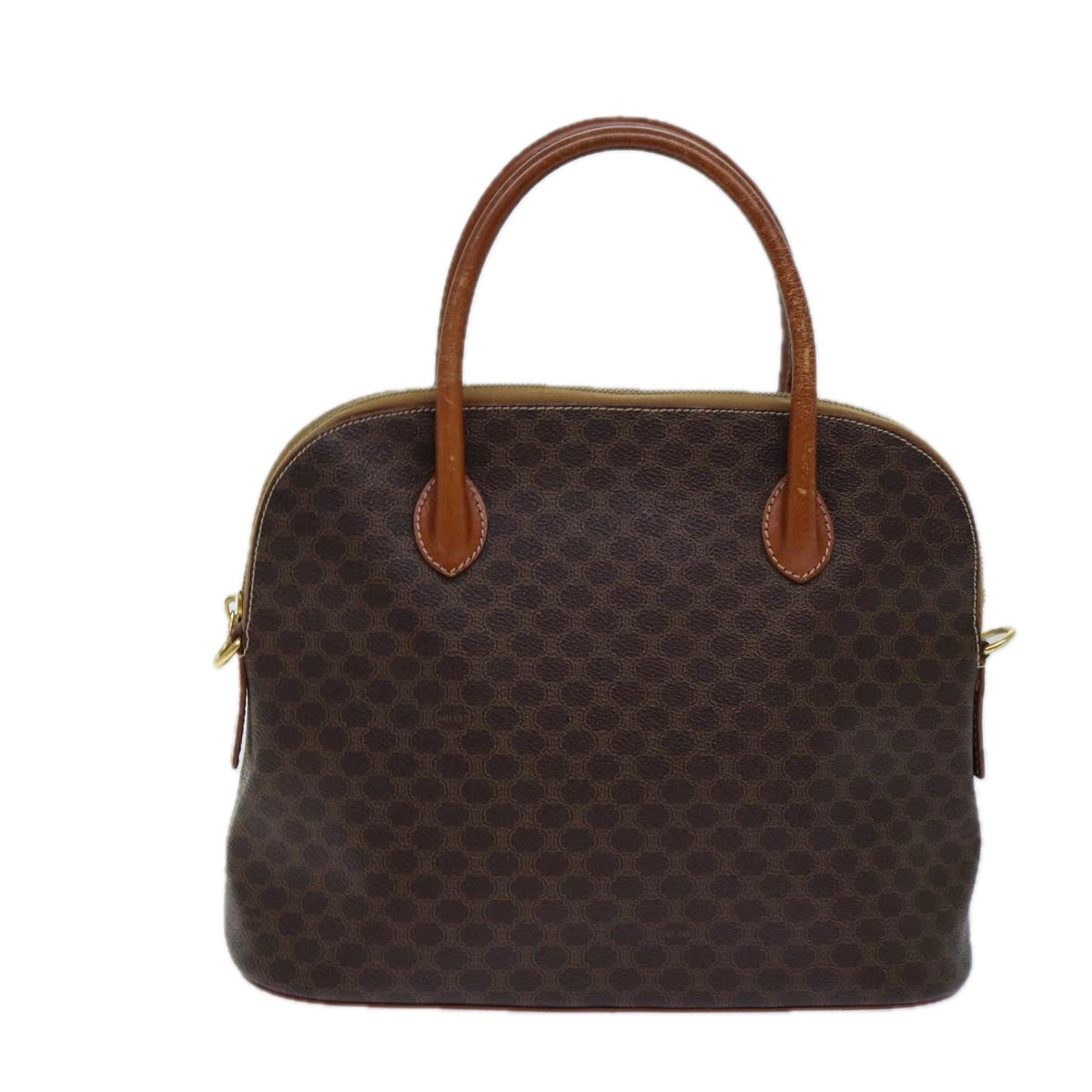 CELINE Macadam Canvas Hand Bag PVC Leather Brown  82266