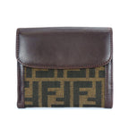 Fendi Bifold Wallet Zucca Canvas Calfskin Brown