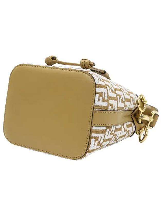 Fendi Mon Tresor Raffia Small Bucket Bag White