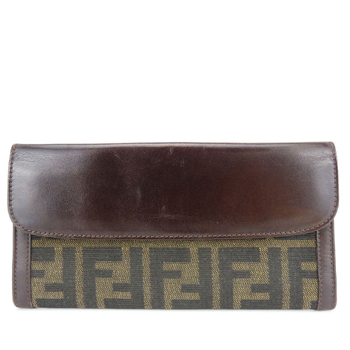 Fendi Zucca Canvas Leather Brown Bifold Wallet