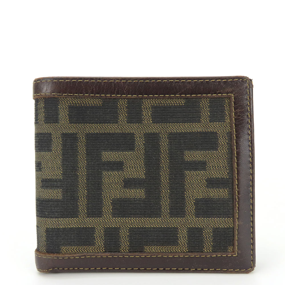 Fendi Bifold Wallet Zucca Canvas Leather Brown