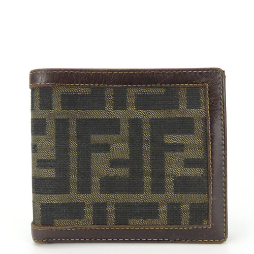Fendi Bifold Wallet Zucca Canvas Leather Brown