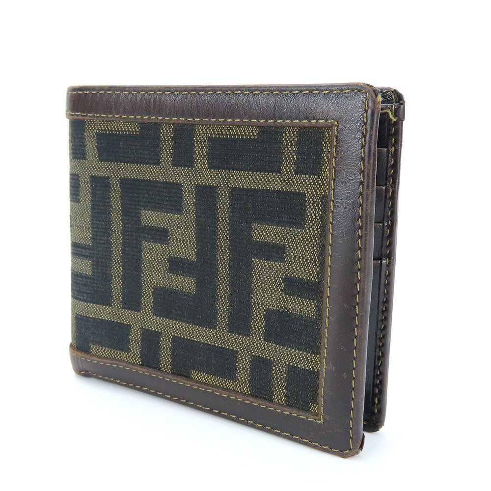 Fendi Bifold Wallet Zucca Canvas Leather Brown
