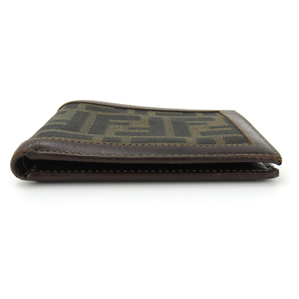 Fendi Bifold Wallet Zucca Canvas Leather Brown