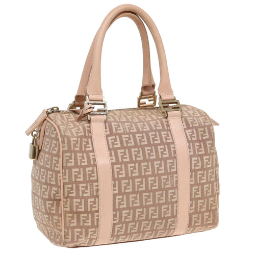 FENDI Zucchino Canvas Mini Boston Bag Pink82685
