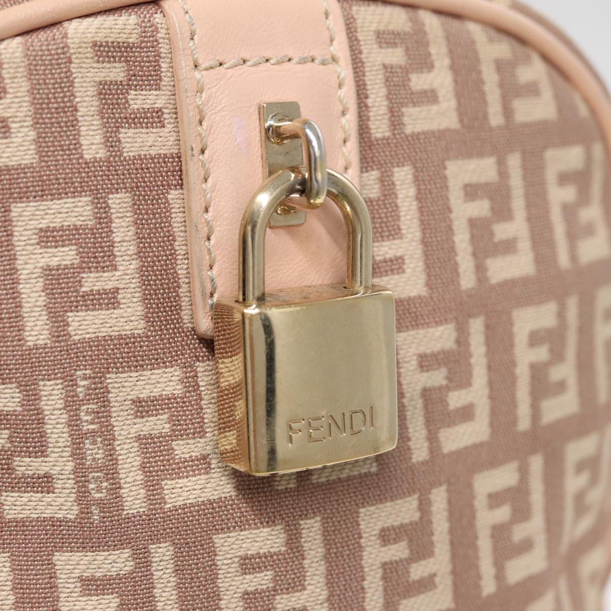 FENDI Zucchino Canvas Mini Boston Bag Pink82685