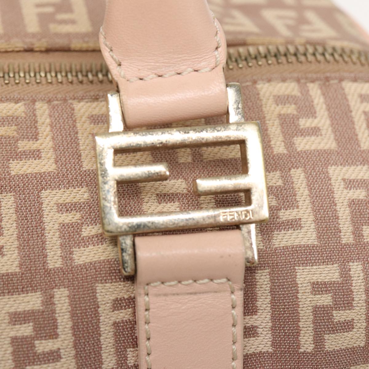 FENDI Zucchino Canvas Mini Boston Bag Pink82685