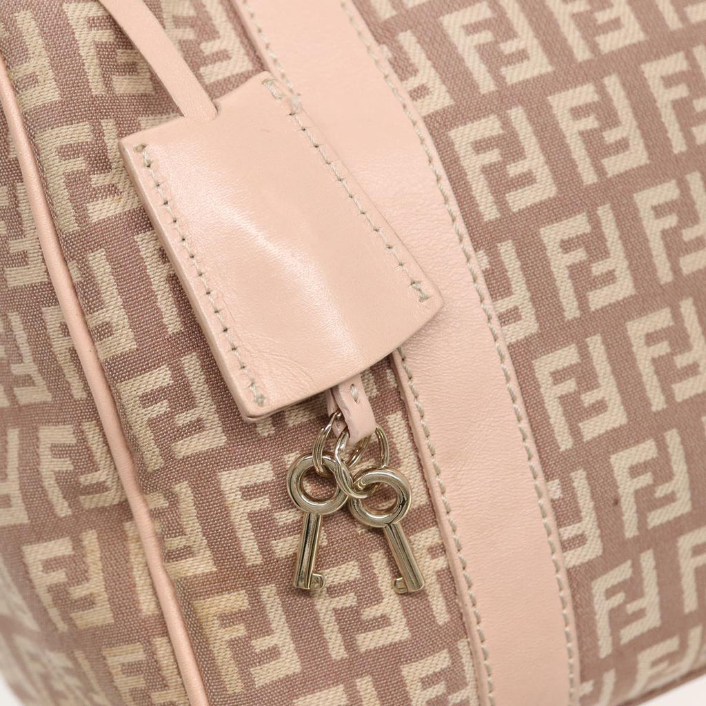 FENDI Zucchino Canvas Mini Boston Bag Pink82685