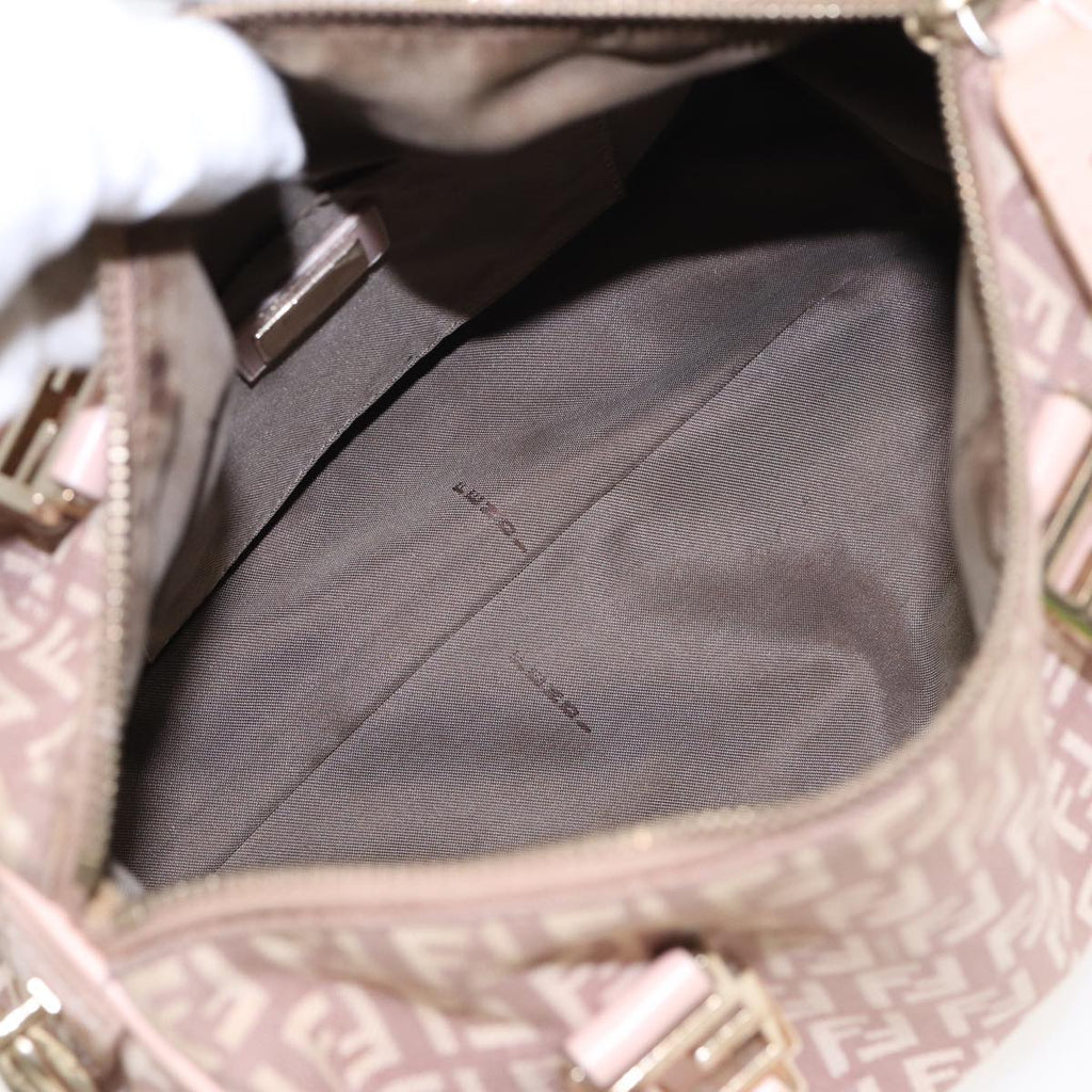 FENDI Zucchino Canvas Mini Boston Bag Pink82685