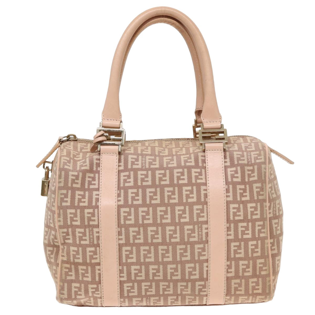 FENDI Zucchino Canvas Mini Boston Bag Pink82685