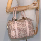 FENDI Zucchino Canvas Mini Boston Bag Pink82685