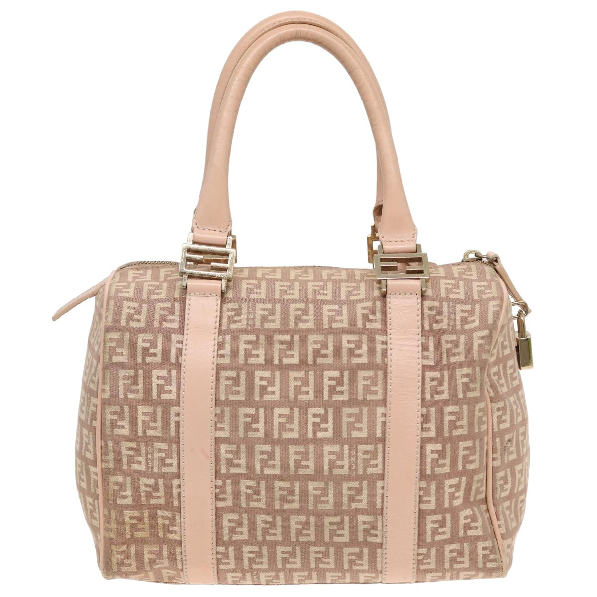 FENDI Zucchino Canvas Mini Boston Bag Pink82685