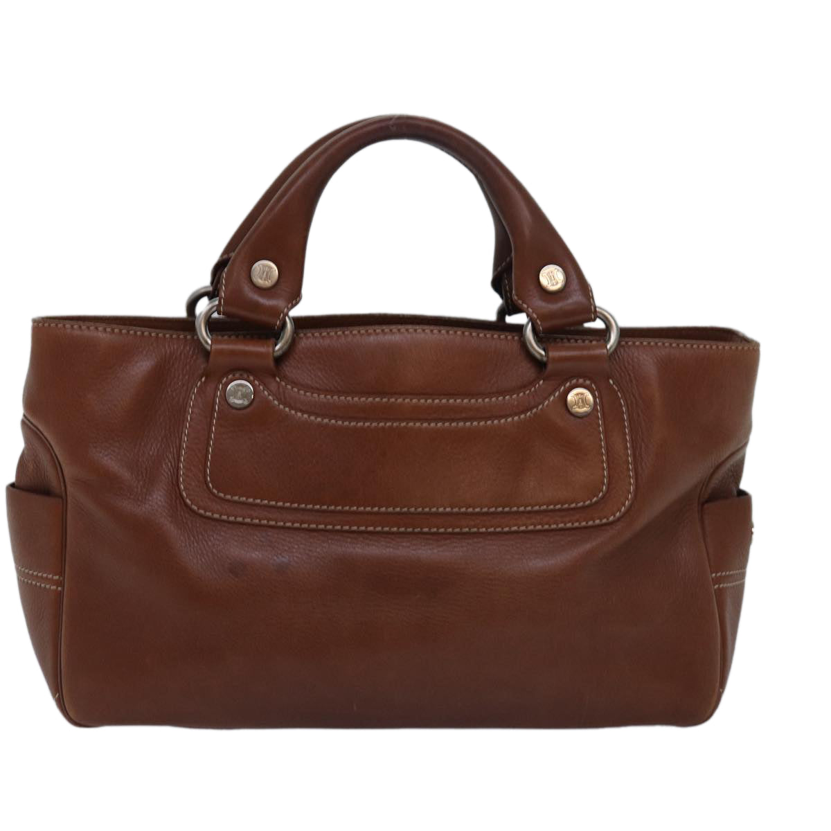 CELINE Hand Bag Leather Brown  82689