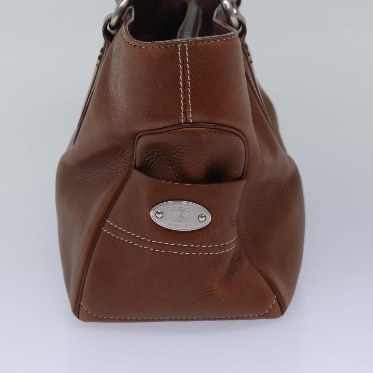 CELINE Hand Bag Leather Brown  82689