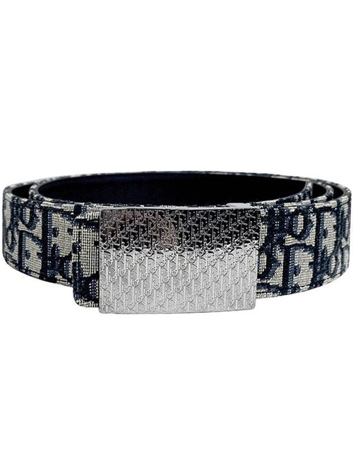 Oblique Square Buckle Reversible Belt Black Beige Dior