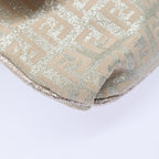 FENDI Zucchino Canvas Shoulder Bag Beige Pink Silver82744