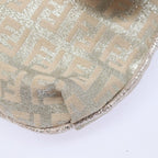 FENDI Zucchino Canvas Shoulder Bag Beige Pink Silver82744