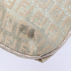 FENDI Zucchino Canvas Shoulder Bag Beige Pink Silver82744