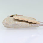 FENDI Zucchino Canvas Shoulder Bag Beige Pink Silver82744