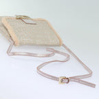 FENDI Zucchino Canvas Shoulder Bag Beige Pink Silver82744