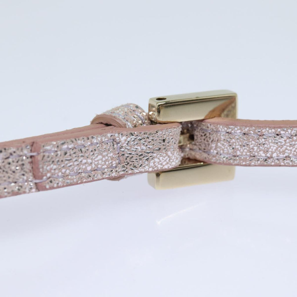 FENDI Zucchino Canvas Shoulder Bag Beige Pink Silver82744
