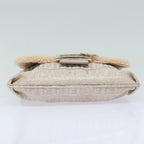 FENDI Zucchino Canvas Shoulder Bag Beige Pink Silver82744