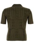 Fendi FF Motif Wool Polo Shirt Green