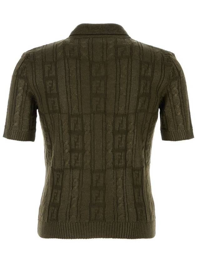 Fendi FF Motif Wool Polo Shirt Green