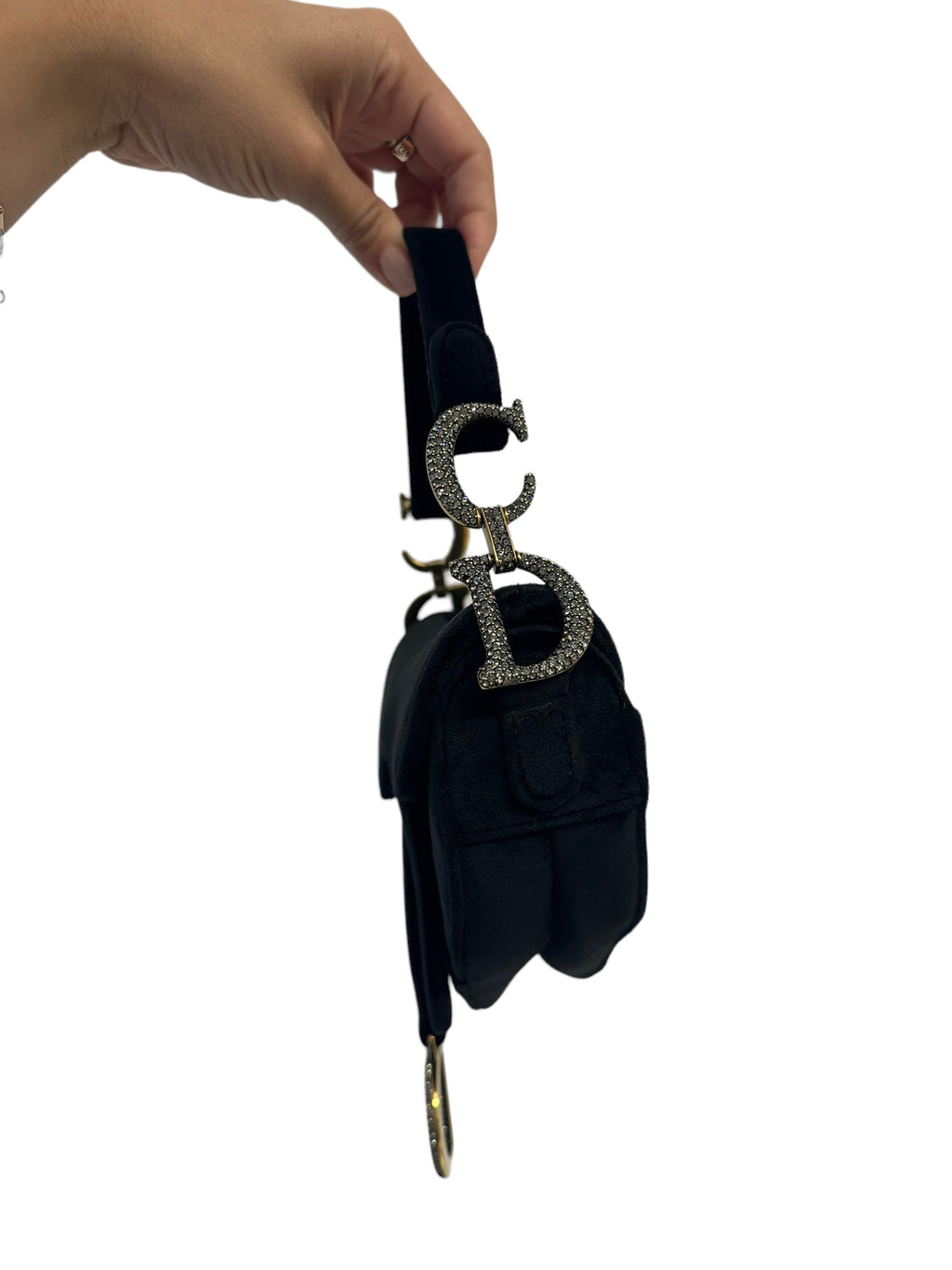 DIOR - Black Velvet Crystals Mini Saddle