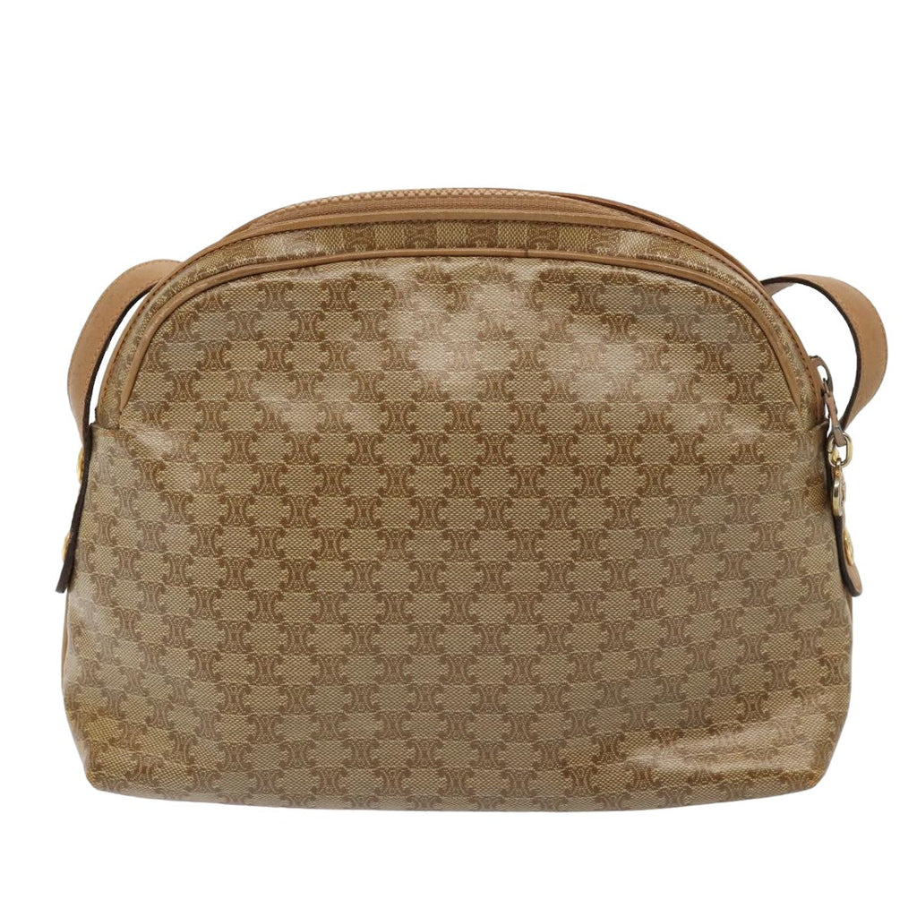 CELINE Macadam Canvas Shoulder Bag Beige Auth 82866