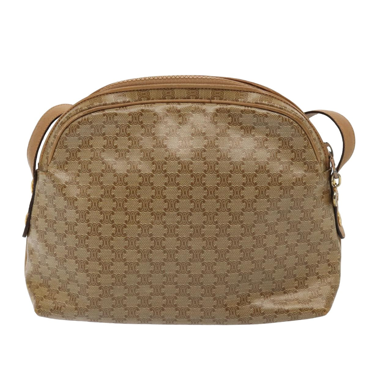 CELINE Macadam Canvas Shoulder Bag Beige Auth 82866