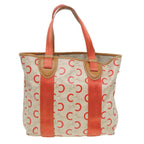 CELINE C Macadam Canvas Hand Bag Orange Beige Auth 82896