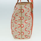 CELINE C Macadam Canvas Hand Bag Orange Beige Auth 82896