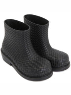 Bottega Veneta Fireman Intrecciato Leather Ankle Boots Black