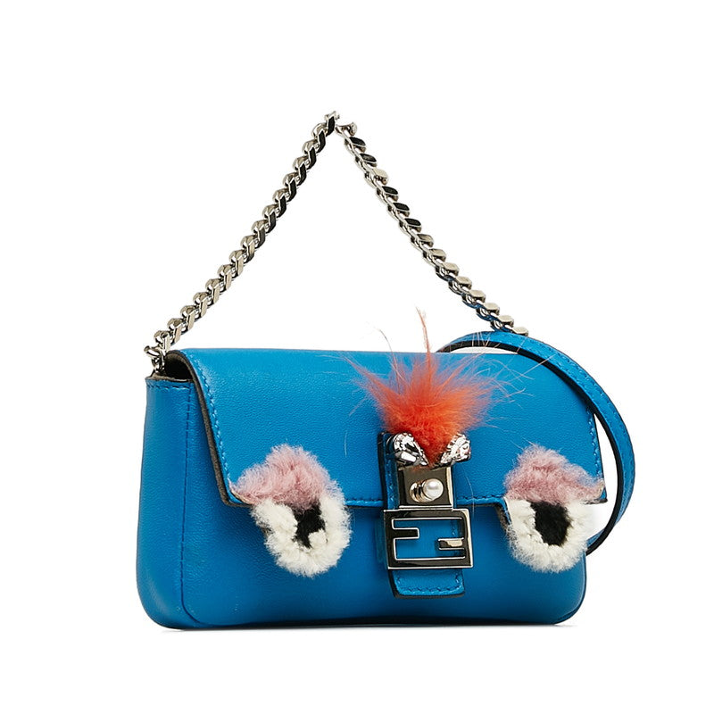 Fendi Monster Micro-Bagets 8M0354 Blue Leather Ladies Fendi