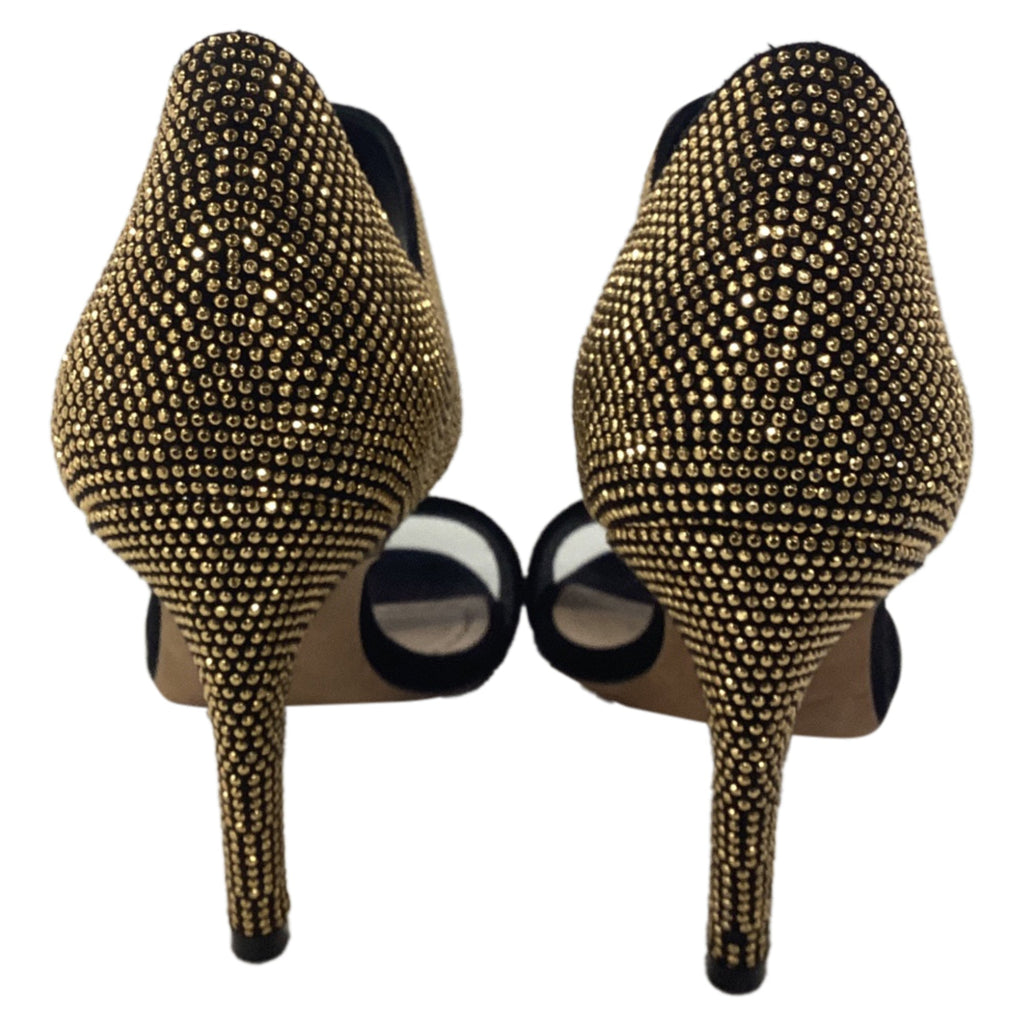 Dior Stud Embellished Couture Choc Ankle Strap Sandals in Black Suede