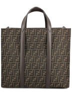 Fendi FF Jacquard Fabric Shopper Tote Bag Brown