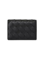 Bottega Veneta Intrecciato Flap Business Card Wallet Black
