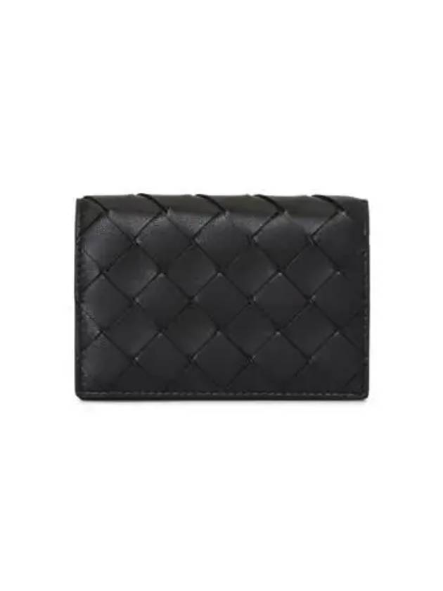 Bottega Veneta Intrecciato Flap Business Card Wallet Black