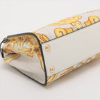 Fendi x Versace Mini Peak Cube Leather 2WAY Handbag Beige 8BN244