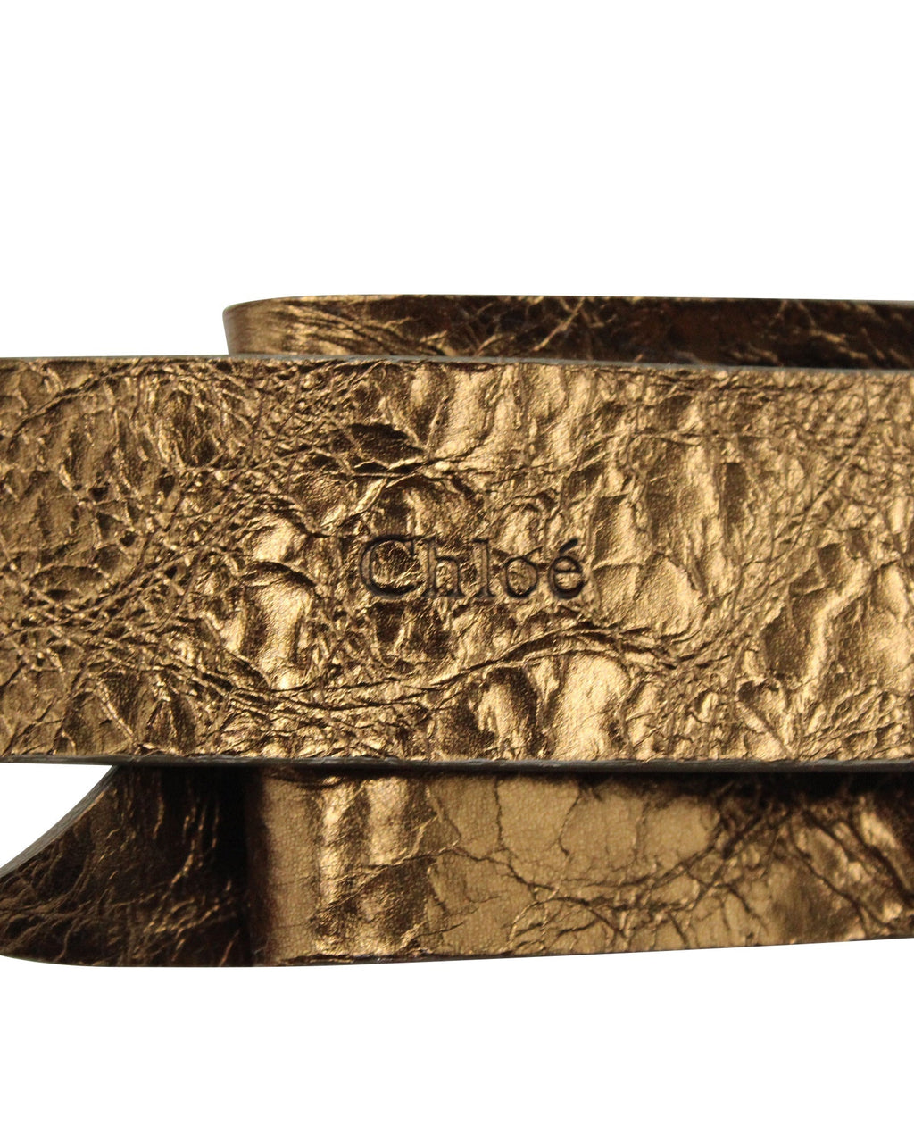 Chloe Bow Detail Buckled Belt in Bronze Leather