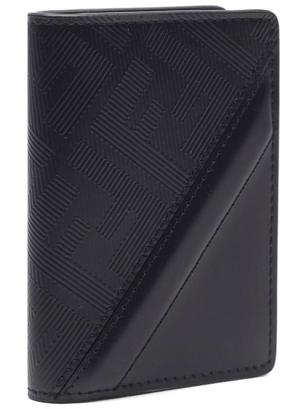 Fendi Men's Shadow Diagonal Leather Card Wallet Black