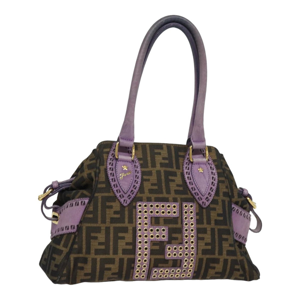 FENDI Zucca Canvas Hand Bag Brown Black Purple83149