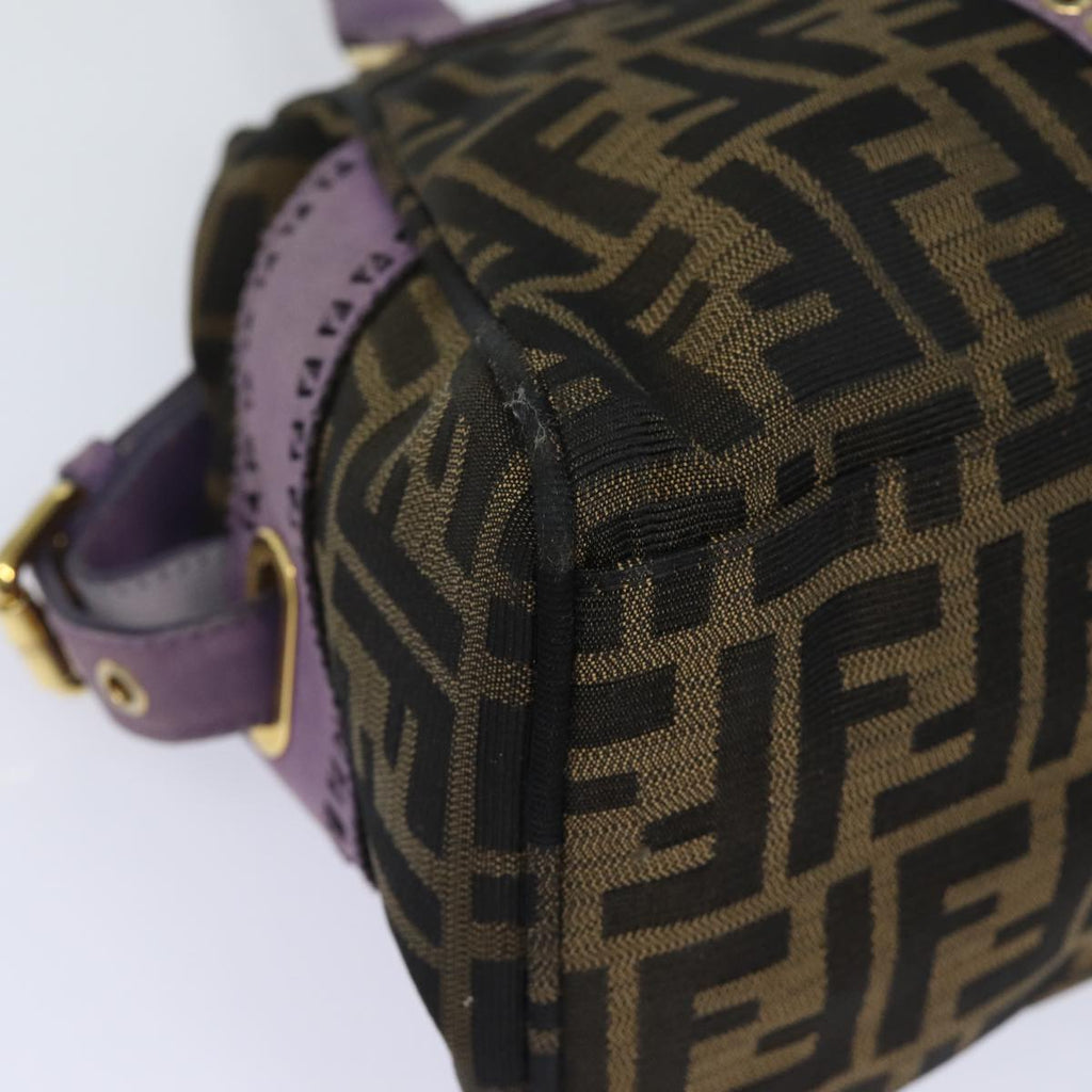 FENDI Zucca Canvas Hand Bag Brown Black Purple83149
