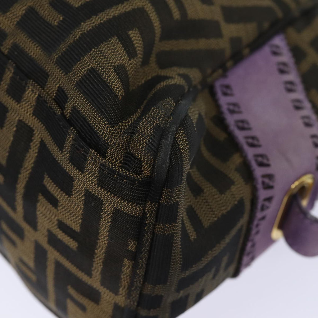 FENDI Zucca Canvas Hand Bag Brown Black Purple83149