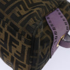 FENDI Zucca Canvas Hand Bag Brown Black Purple83149