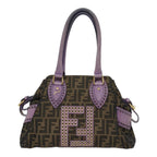 FENDI Zucca Canvas Hand Bag Brown Black Purple83149