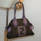 FENDI Zucca Canvas Hand Bag Brown Black Purple83149