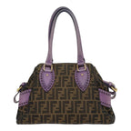 FENDI Zucca Canvas Hand Bag Brown Black Purple83149